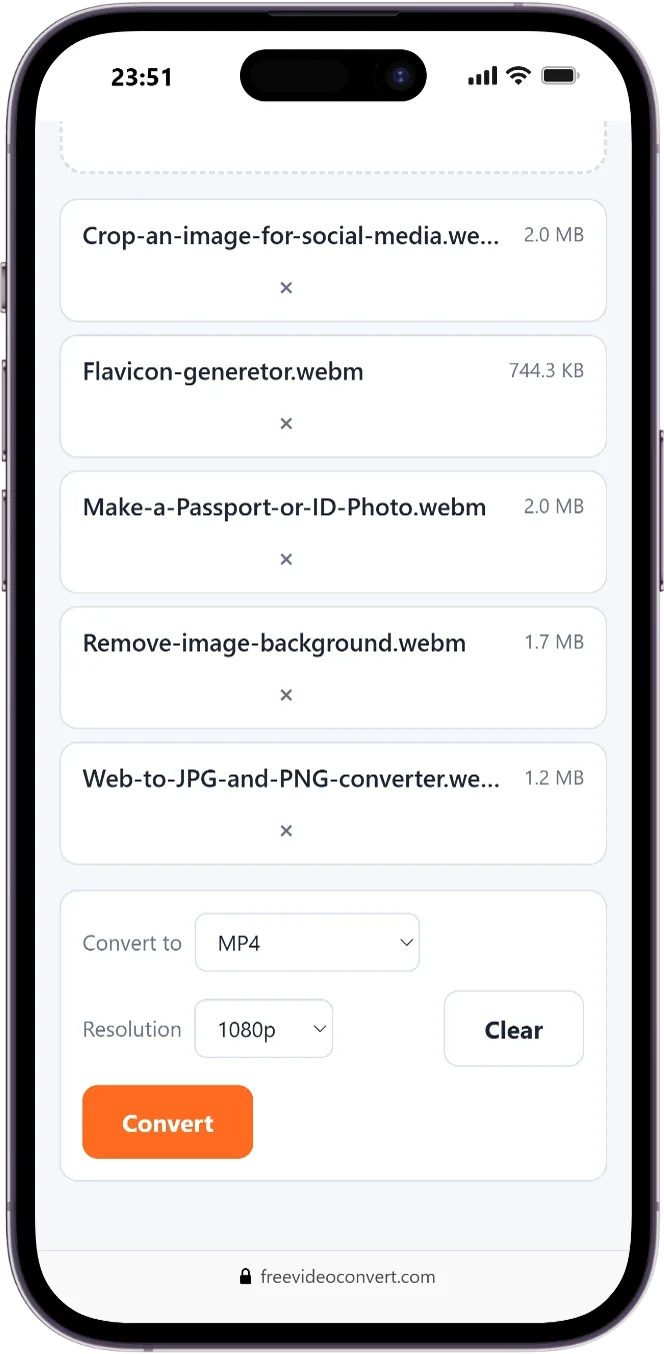 Five files on an iPhone with no status after the conversion settings were changed